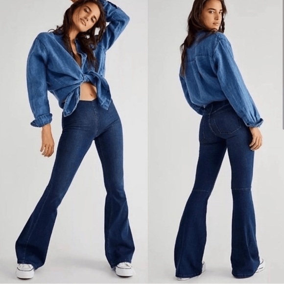 Free People Denim - Free People Flare Jeans Pull On Bell Bottoms Womens Size 26